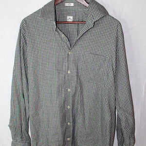 Peter Millar Green and White Dress Shirt